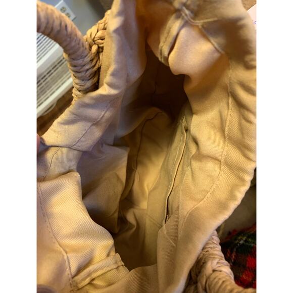 Circle Handle Rattan Straw Woven Crossbody Handbag Purse Women’s Medium - Picture 4 of 4